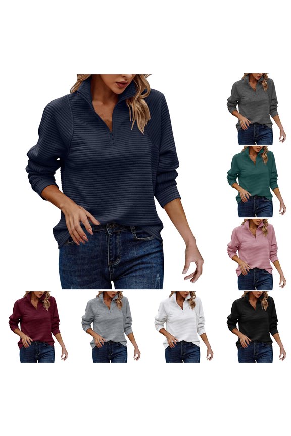Zip Sweatshirt Women Solid Color Snake Texture Stand Collar Splice Loose Long Sleeve Fall Pullover Sweatshirt