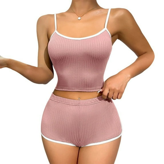 Hrsba Women's Pajama Set Slim Camisole Shorts Loungewear 2-Piece Sleepwear for Women