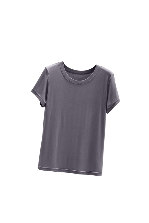 Women's Sleep Shirt Solid Color Short Sleeve Lightweight Crew Neck T-Shirt Sleepwear Top
