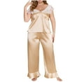 thumbnail image 1 of Hrsba Plus Size Women's Pajama Set 2 Piece Short Sleeve Top with Long Pants Lace, 1 of 5