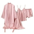 thumbnail image 1 of Hrsba Women's Pajama Set 4 Piece Sleeveless Camisole Short Pants Sleep Dress Jacket Satin Like Print, 1 of 5