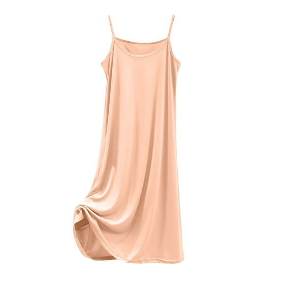 Hrsba Women Nightgown Solid Color Fabric Lightweight Spaghetti Strap Fixed Strap Short Sleepwear Dress