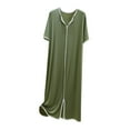 thumbnail image 1 of Hrsba Women's Nightgown Solid Color V Neck Loose Short Sleeve Short Length Sleep Dress, 1 of 5