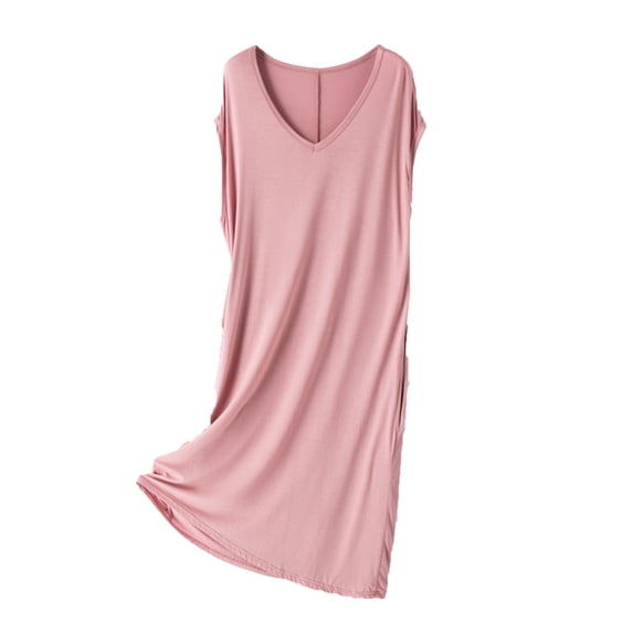 Hrsba pajamas Sets For Women,womens oajamas,Women's Pajama Sets Pajamas For Women Set pajamas Sets For Women Solid Color V Neck Sleeveless Mid Length Sleep Dress Comfortable Loungewear