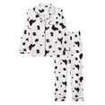 thumbnail image 1 of Hrsba pajamas Sets For Women,womens oajamas,Women's Pajama Sets pajamas Sets For Women Pajama Sets For Women 2 Piece Print Pattern Loose Collared Long Sleeve Cardigan Top With Pockets And Pants, 1 of 3