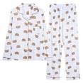thumbnail image 1 of Hrsba Ladies Pajamas Long Sleeve Collared Cardigan with Long Pants Print Pocket and Button, 1 of 2