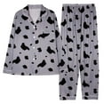 thumbnail image 1 of Hrsba Women's Pajama Set Long Sleeve Collared Cardigan with Long Pants Print Pocket and Button, 1 of 3