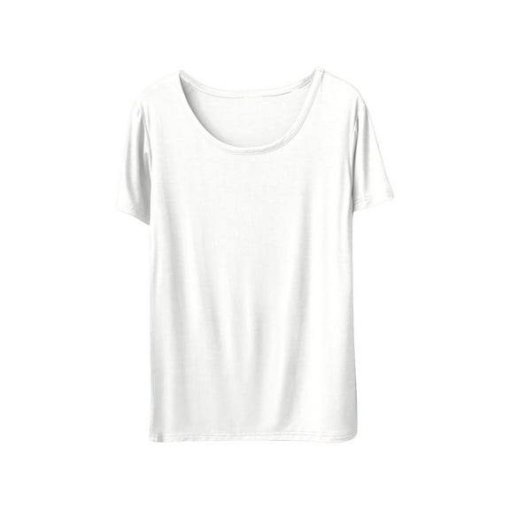Hrsba Women's Sleep Shirt Solid Color Short Sleeve Lightweight Crew Neck T-Shirt Sleepwear Top