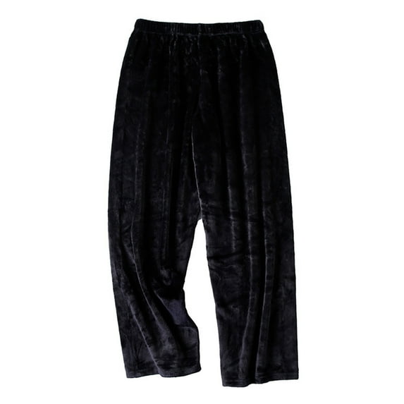 Hrsba Women's Sleep Pants Solid Color Flannel Casual Fleece Lined Warm Loose Elastic Waist Loungewear Pants