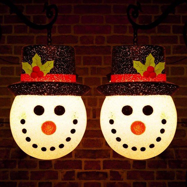 Hrsxxet 2 Pack Christmas Outdoor Light Covers, 12 inches Snowman Christmas Porch Light Covers