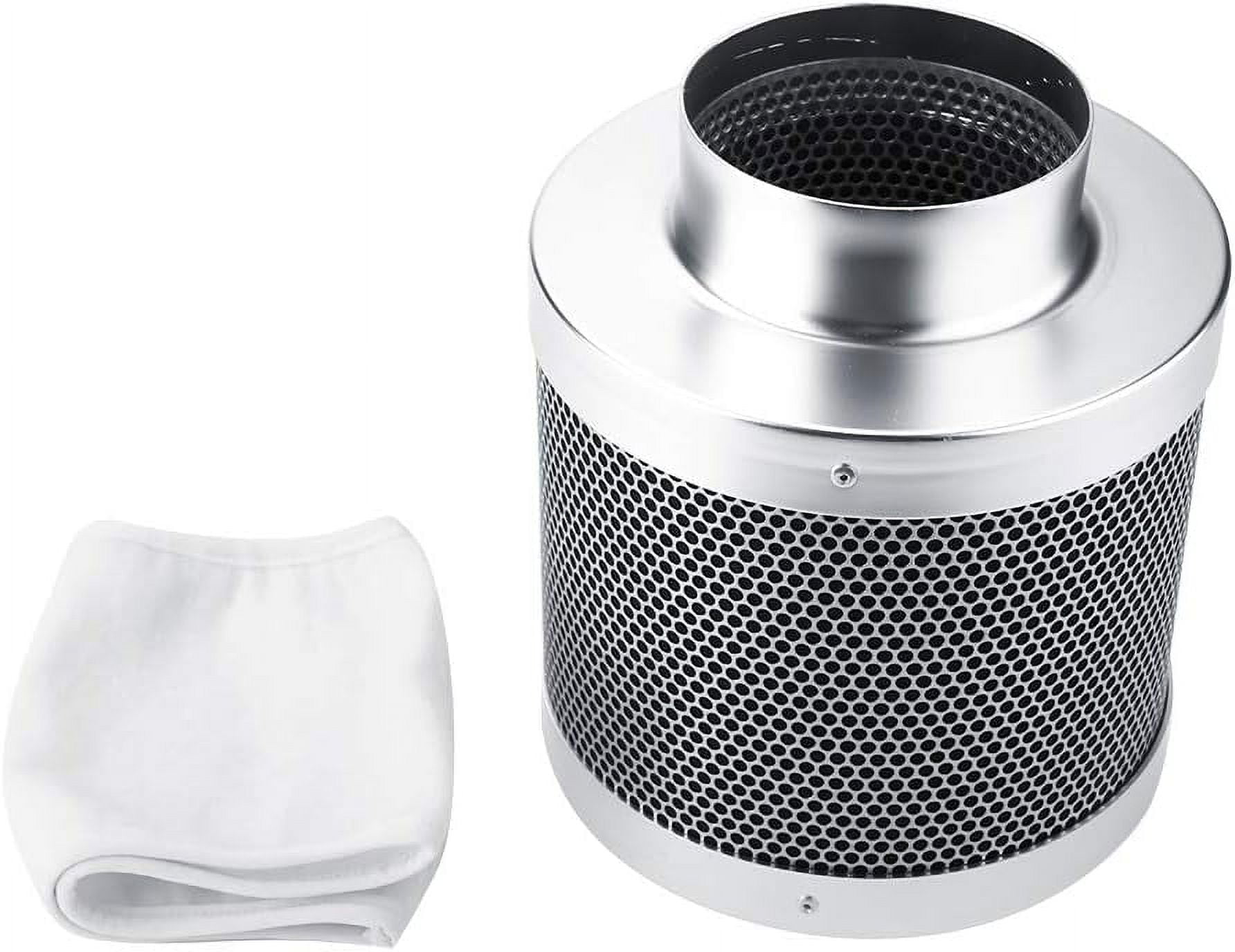 Hsankro 4-Inch Air Carbon Filter, Growth Tent Odor Washer, Pre-Filter Included, Black Zinc-Anodized Steel, 1 Unit