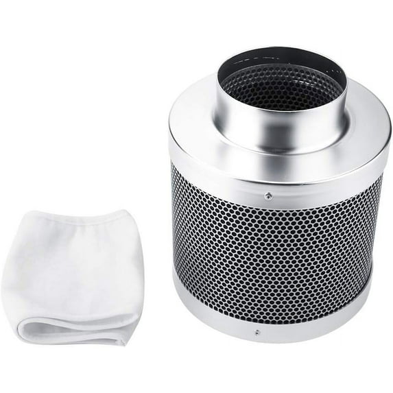 Hsankro 4-Inch Air Carbon Filter, Growth Tent Odor Washer, Pre-Filter Included, Black Zinc-Anodized Steel, 1 Unit