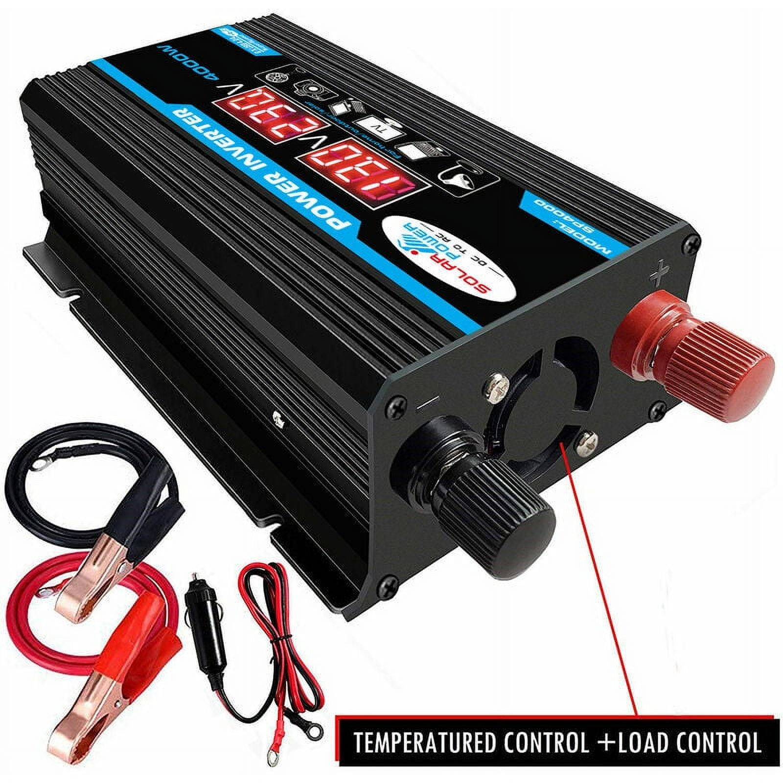 Hsankro 4000W Pure Sine Wave Inverter, 12V to 110V, Dual AC Sockets, Remote Control, 1-Pack