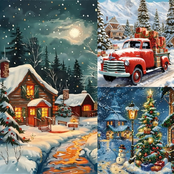 HsdsBebe 3 Packs Christmas 5D Diamond Art Painting for Adult,Gem Art Craft Home Game for Kids