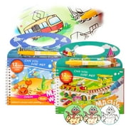 HsdsBebe 2Packs 10 Pages Water Painting Colouring Books for Children, Reusable Crafts Color Book with Pen for Toddlers and Kids