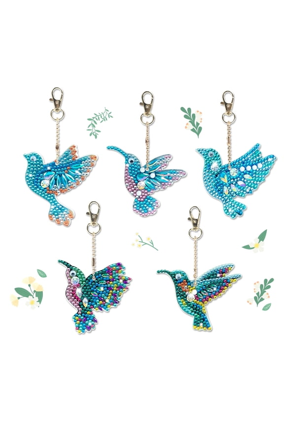 5 PCS Diamond Art Painting Keychains Kits for Adult Kids Insects Double Sided Key Bag Chains Diamond Art Craft DIY Animal Key Ring Paint with Diamonds Dots Pendant Gift Decor