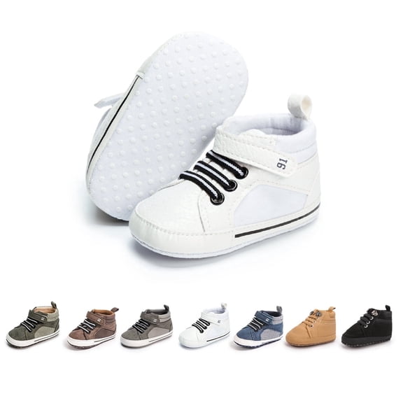 HsdsBebe Baby Boys Girls Shoes Infant High Tops Ankle Sneakers Soft Anti-Slip Sole for First Walkers 3-18 Months