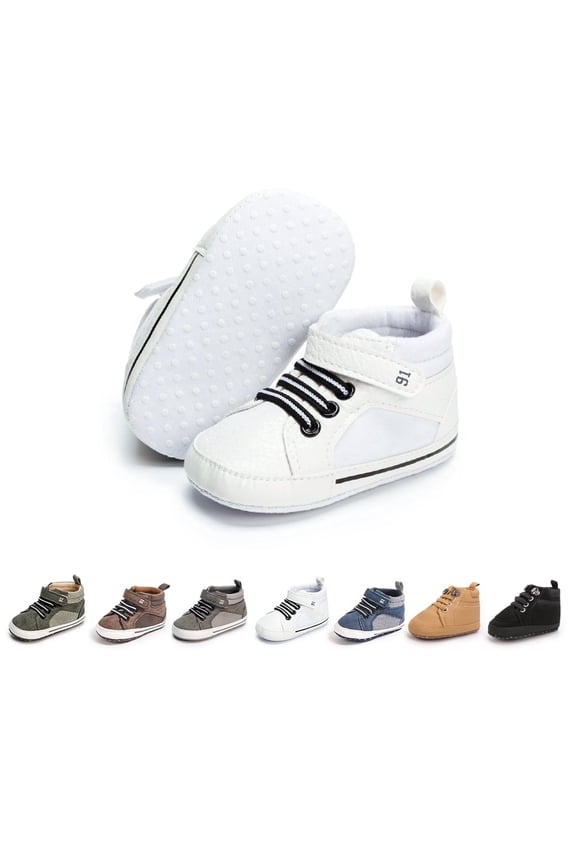 Baby Boys Girls Shoes Infant High Tops Ankle Sneakers Soft Anti-Slip Sole for First Walkers 3-18 Months