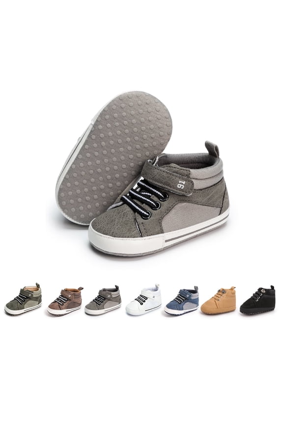 Baby Boy Shoes Slip-Resistant, Closed Toe Grey, 3-6 Months