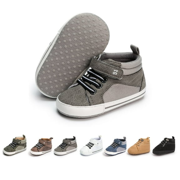 HsdsBebe Baby Boy Shoes Slip-Resistant, Closed Toe Grey, 3-6 Months