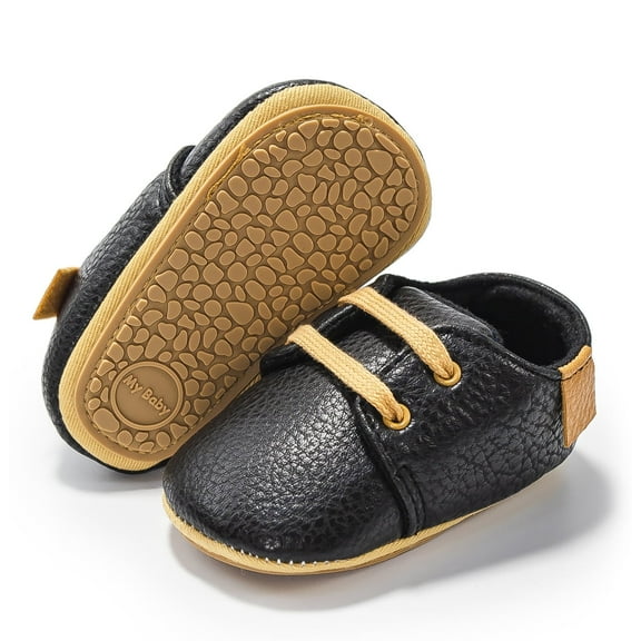 HsdsBebe Baby Boys Girls Dress Shoes Infant Casual Loafers Newborn Lace Up Leather Oxford Sneakers for First Walkers 3-18M