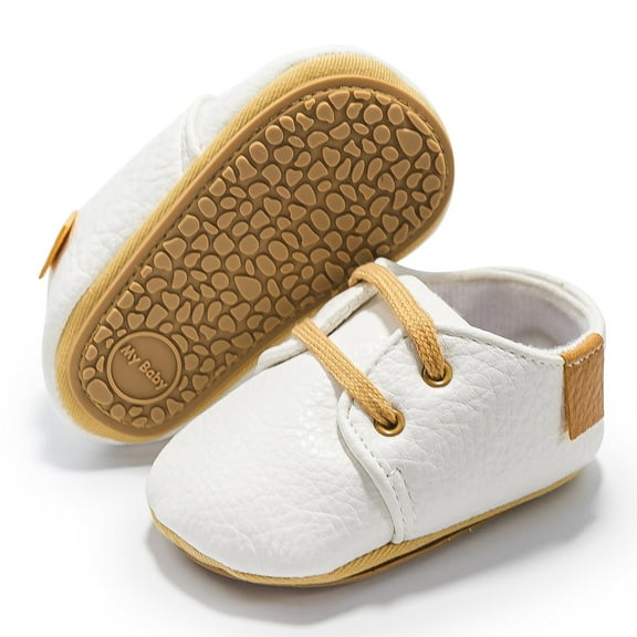 HsdsBebe Baby Boys Girls Dress Shoes Infant Casual Loafers Newborn Lace Up Leather Oxford Sneakers for First Walkers 3-18M
