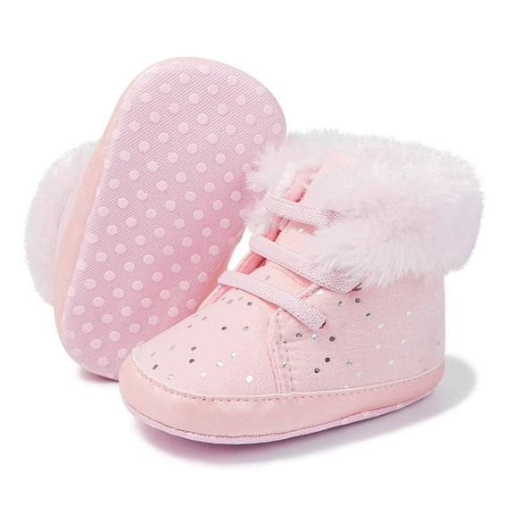 HsdsBebe Baby Boys Girls Shoes Infant Furry Boots Winter Booties for First Walker 0-18M