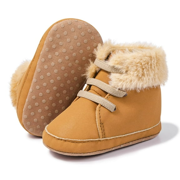HsdsBebe Baby Boys Girls Shoes Infant Furry Boots Winter Booties for First Walker 0-18M