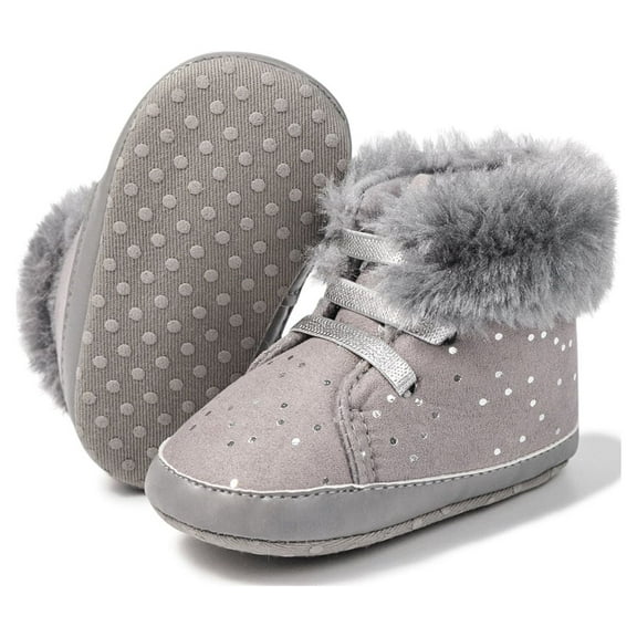 HsdsBebe Baby Boys Girls Shoes Infant Furry Boots Winter Booties for First Walker 0-18M