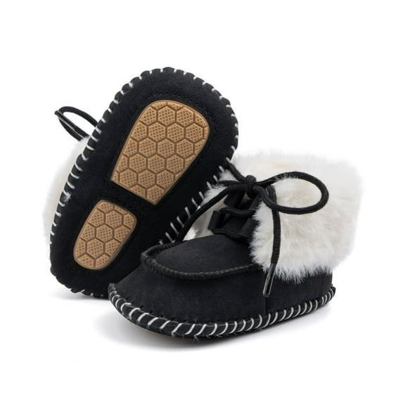 HsdsBebe Baby Boys Girls Shoes Infant Furry Boots Winter Booties for First Walker 0-18M