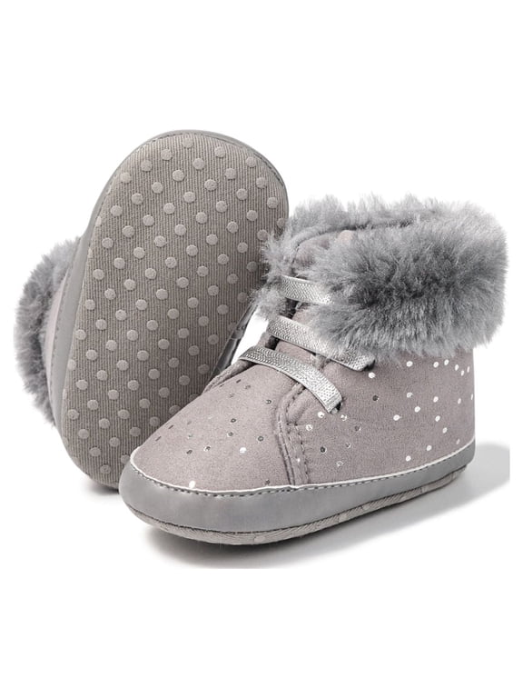 Baby Boys Girls Shoes Infant Furry Boots Winter Booties for First Walker 0-18M