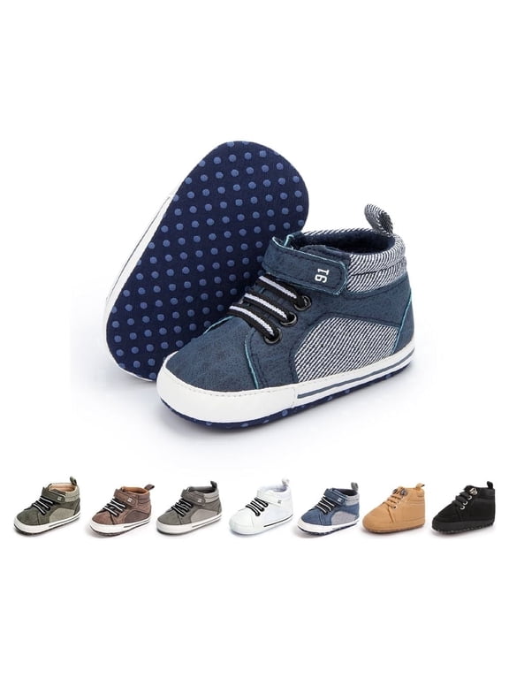 Baby Boys Girls Shoes Infant High Tops Ankle Sneakers Soft Anti-Slip Sole for First Walkers 3-18 Months