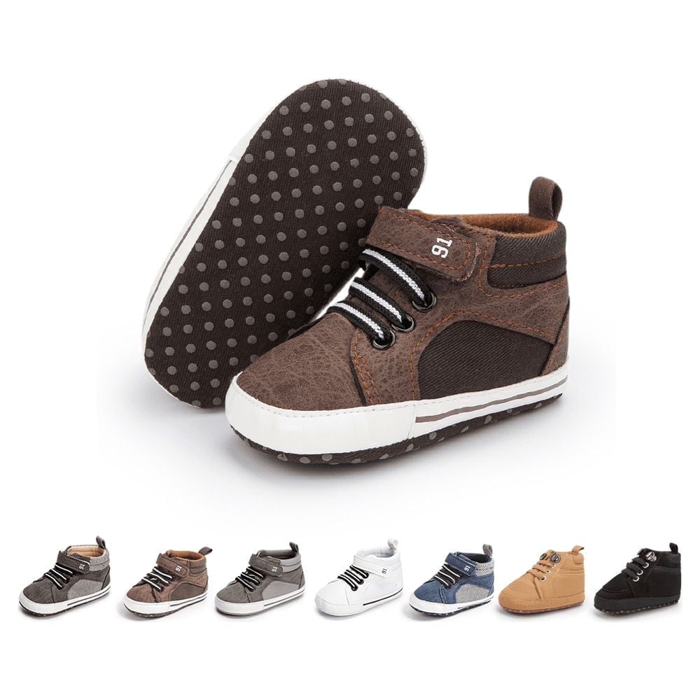Baby Boys Girls Shoes Infant High Tops Ankle Sneakers Soft Anti-Slip Sole for First Walkers 3-18 Months
