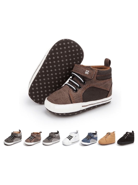 Baby Boys Girls Shoes Infant High Tops Ankle Sneakers Soft Anti-Slip Sole for First Walkers 3-18 Months
