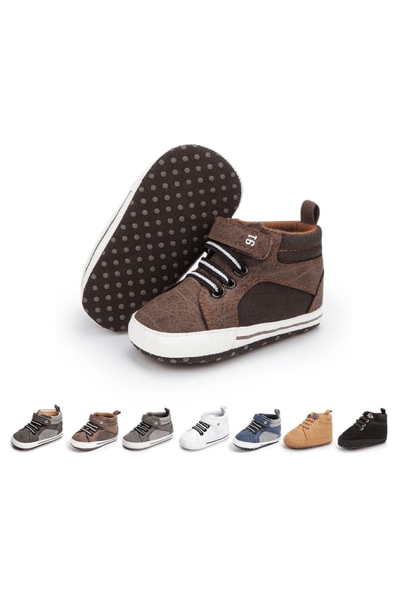 Baby Boys Girls Shoes Infant High Tops Ankle Sneakers Soft Anti-Slip Sole for First Walkers 3-18 Months