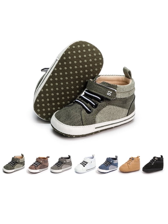 Baby Boys Girls Shoes Infant High Tops Ankle Sneakers Soft Anti-Slip Sole for First Walkers 3-18 Months