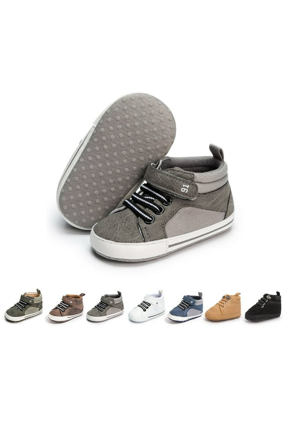 Baby Boys Girls Shoes Infant High Tops Ankle Sneakers Soft Anti-Slip Sole for First Walkers 3-18 Months
