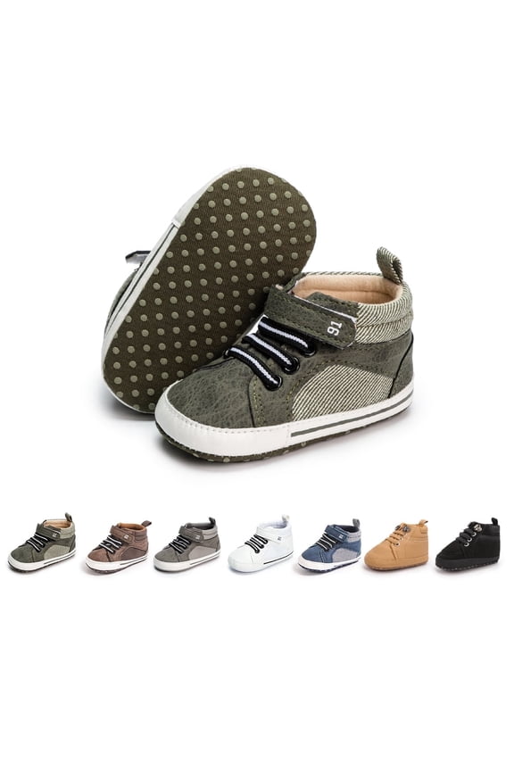 Baby Boys Girls Shoes Infant High Tops Ankle Sneakers Soft Anti-Slip Sole for First Walkers 3-18 Months