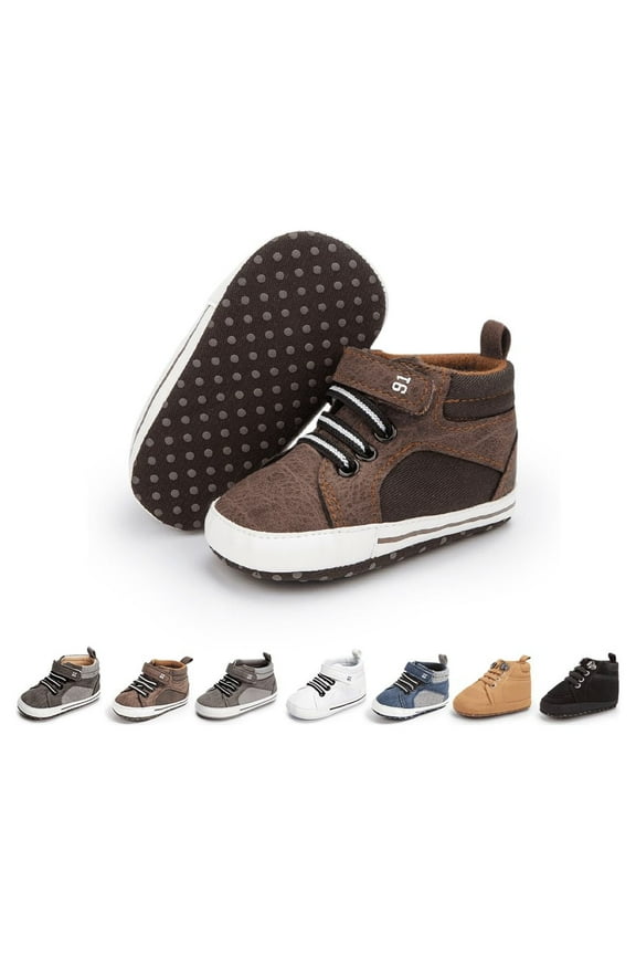 Baby Boys Girls Shoes Infant High Tops Ankle Sneakers Soft Anti-Slip Sole for First Walkers 3-18 Months