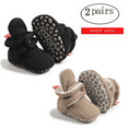 thumbnail image 1 of HsdsBebe Baby Girls Boys 2 Pairs Cotton Boots Newborn Winter Cozy Fleece Booties Infant Socks Shoes For 0-18 Months, 1 of 5