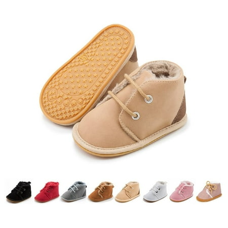 HsdsBebe Baby Girls Boys Cozy Fleece Boots Infant Winter Warm Shoes Unisex High-Top Ankle Booties for Newborn 3-18 Months