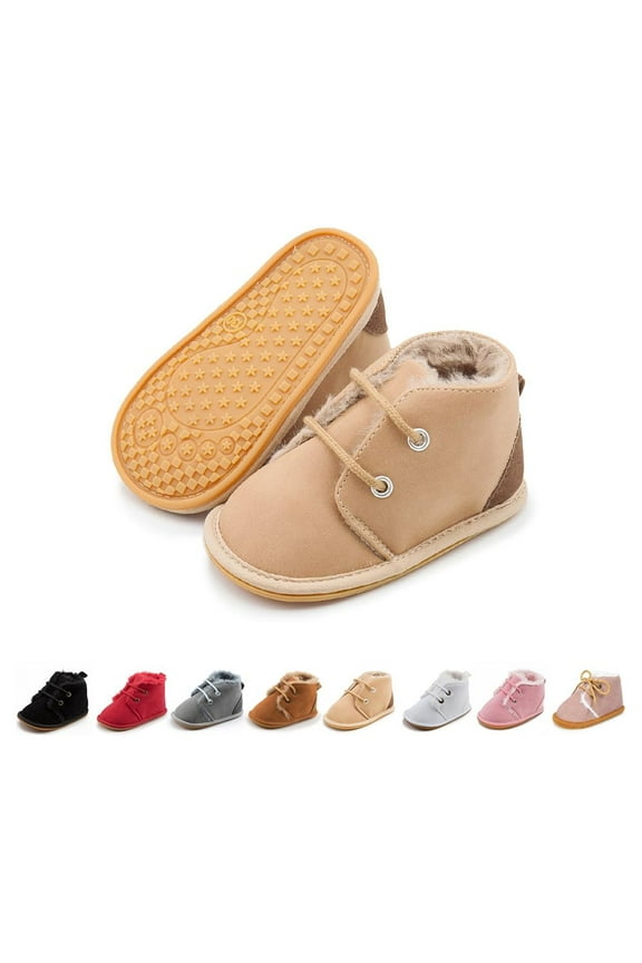 Baby Girls Boys Cozy Fleece Boots Infant Winter Warm Shoes Unisex High-Top Ankle Booties for Newborn 3-18 Months