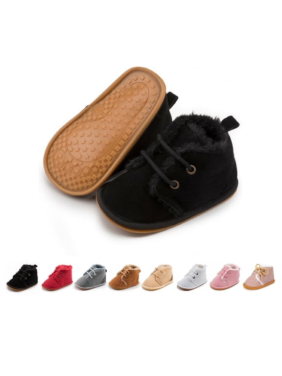 Baby Girls Boys Cozy Fleece Boots Infant Winter Warm Shoes Unisex High-Top Ankle Booties for Newborn 3-18 Months