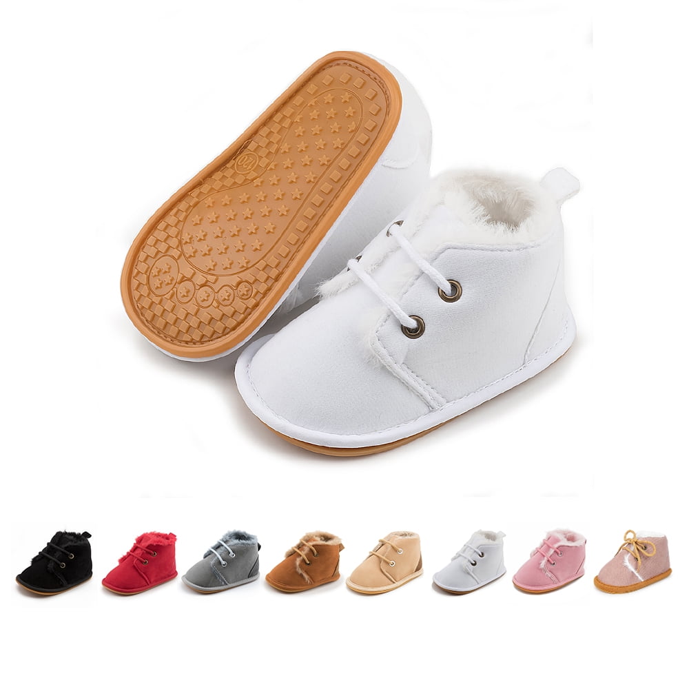 Warme Baby Booties Mit Fell - Kuschelige Strickschuhe Mit Zugband Für Winter