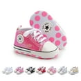 thumbnail image 1 of HsdsBebe Baby Girls Boys Shoes Infant Canvas High-Top Ankle Sneakers for Newborn 0-18M, 1 of 9