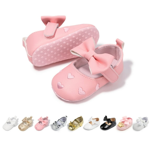 HsdsBebe Baby Girls Shoes Infant Mary Jane Bowknot Dress Shoe for Newborn 0-18M