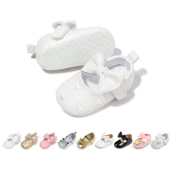 HsdsBebe Baby Girls Shoes Infant Mary Jane Bowknot Dress Shoe for Newborn 0-18M