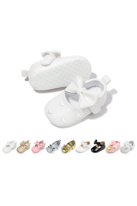 Baby Girls Shoes Infant Mary Jane Bowknot Dress Shoe for Newborn 0-18M