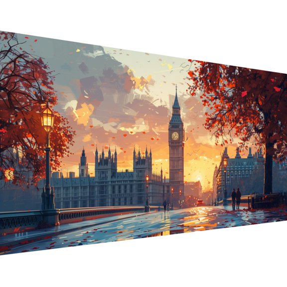 HsdsBebe Britain's Big Ben Diamond Art Painting Kit(27.6 x 15.7inch), Art Craft Gem Painting Adult and Children DIY Diamond Art