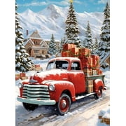 HsdsBebe Christmas Diamond Art Painting Kits for Adults, Christmas Snow Gift Trucks Diamond Art,Gem Art Craft Home Game for Kids